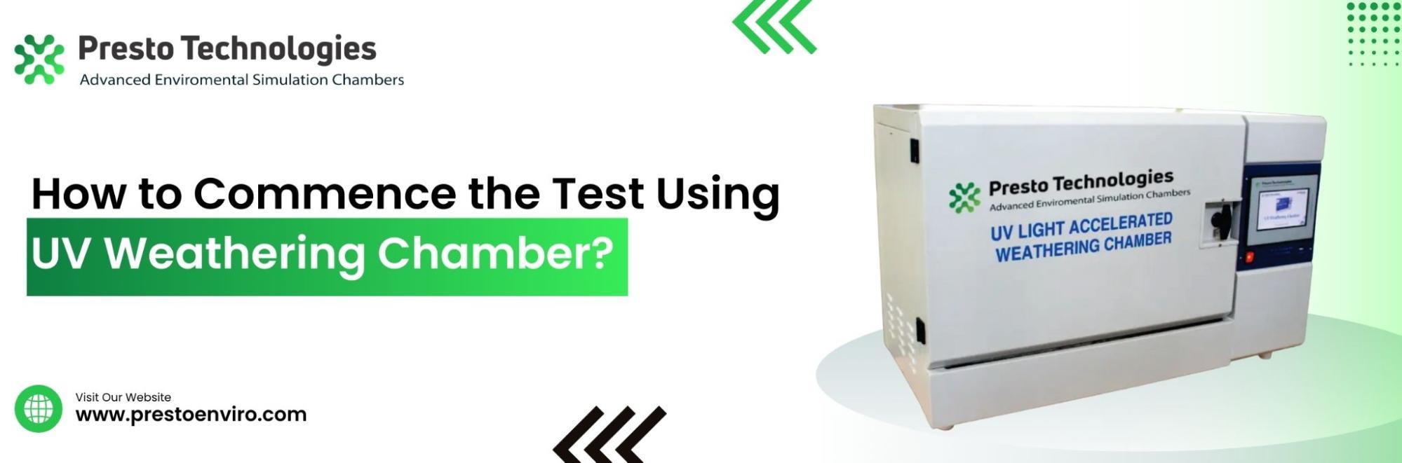 How to commence the test using a UV weathering chamber?